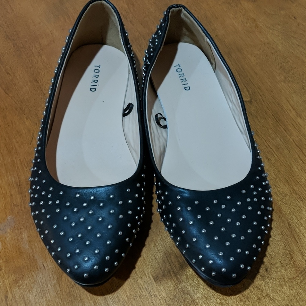 Black studded ballet flats